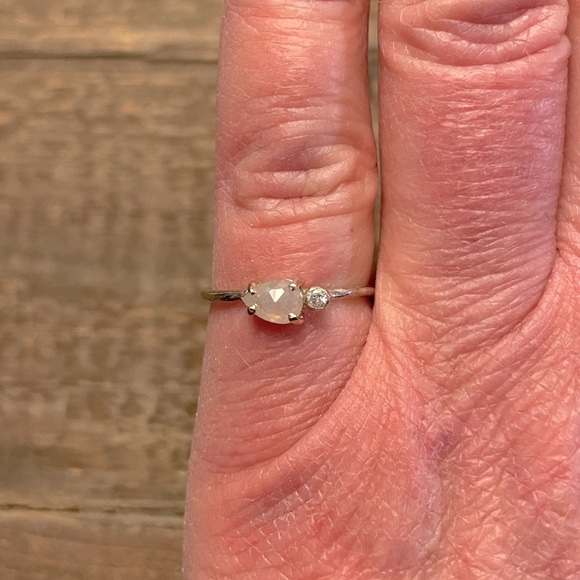 White Rosecut Diamond Ring (OOAK) - Picture 4 of 5